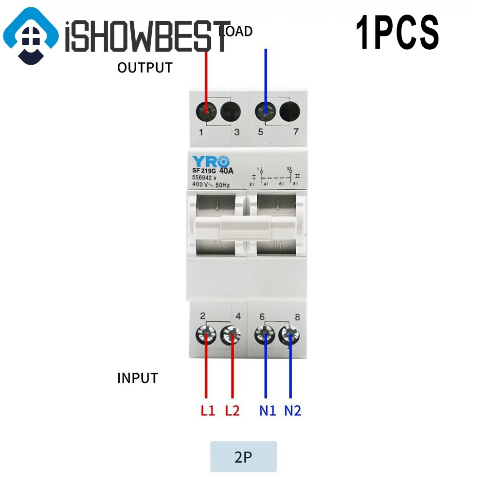 1PCS 2P 40A/63A MTS Dual Power Manual Transfer Switch Interlock Circuit Breaker