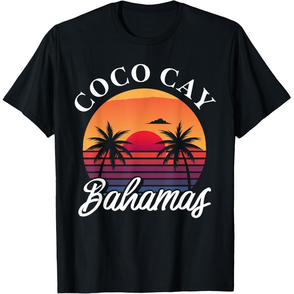 เสื้อยืด Coco Cay Bahamas Beach Vacation Sunset Retro