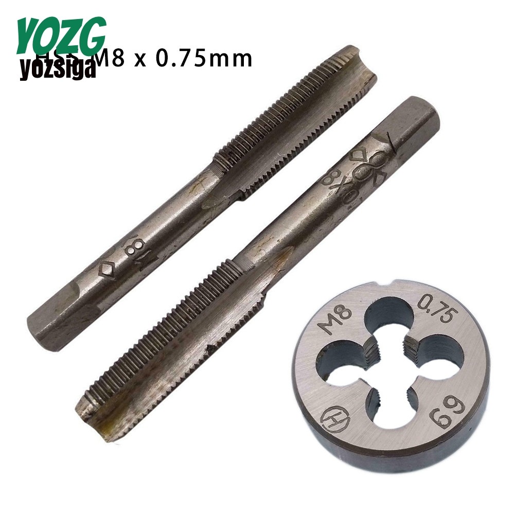 HSS M8 x 0.75 มม. Taper & Plug Tap & M8 x 0.75 มม. Die ด้ายเมตริกขวามือ