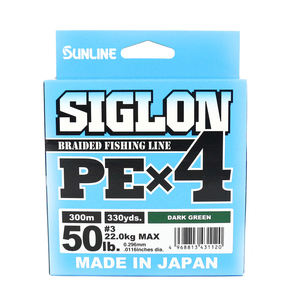 Sunline PE Line X4 Siglon 300M PE 3 50LB สีเขียวเข้ม (1120)