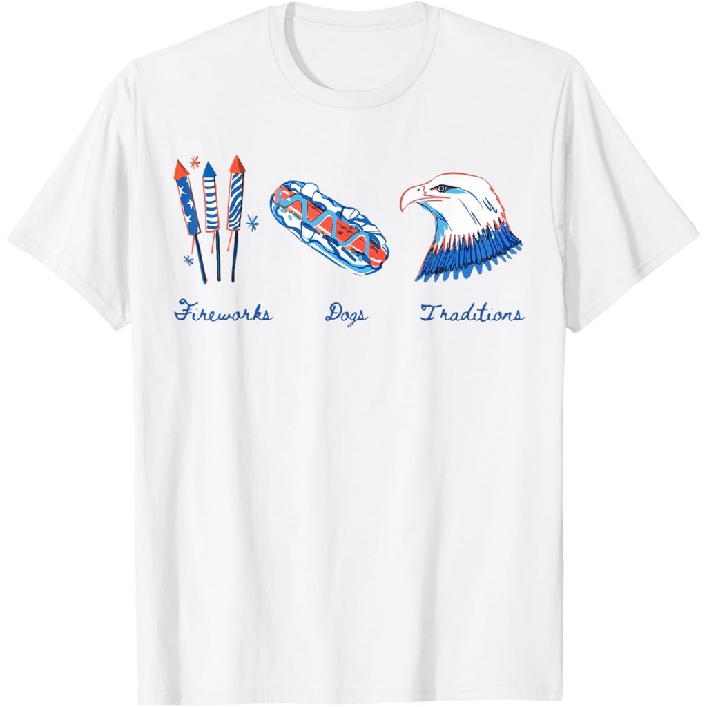 Fireworks Dogs Traditions Subtle Anti- 4Th Of July เสื้อยืด