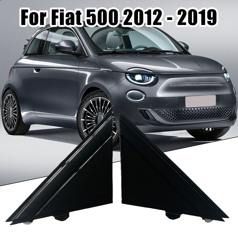 APRTY คิ้วสามเหลี่ยมกระจกสีดําสดใสสําหรับ Fiat 500 1SJ85KX7AA 1SD00KX7AA L&R