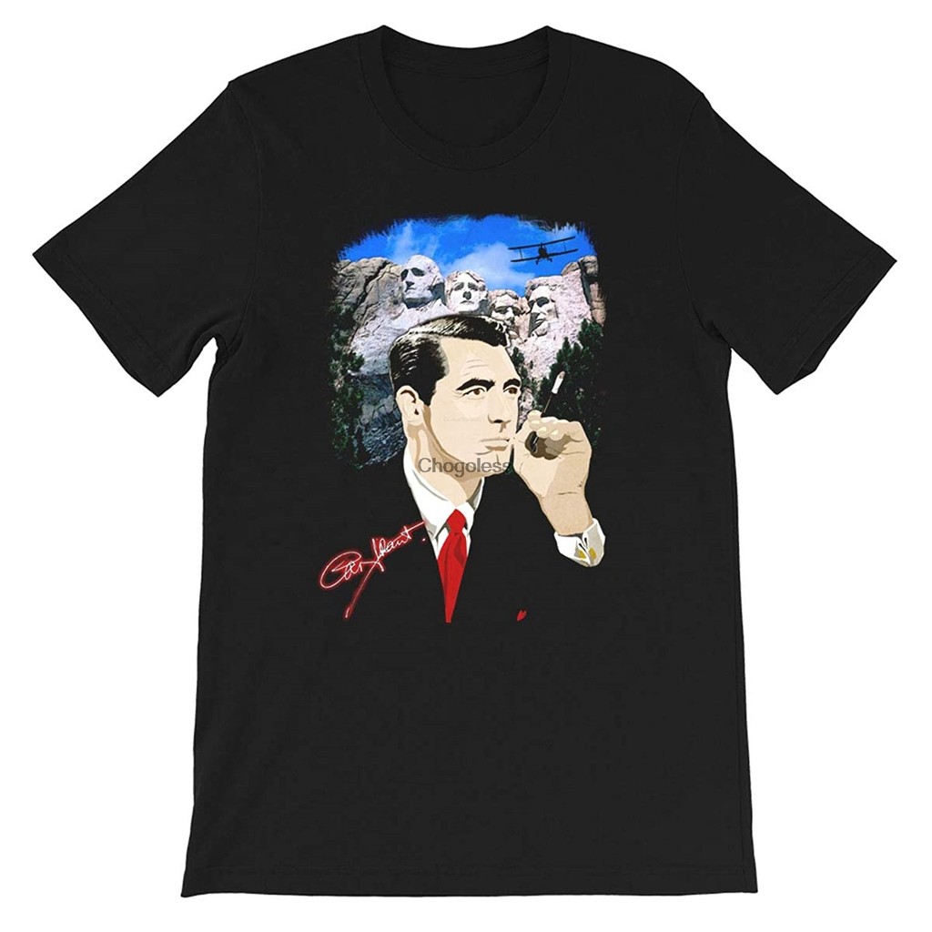 Cary Grant North Northwest Hitchcock Alfred Mount Rushmore Actor Star Movie Mens Mens Unisex เสื้อยื