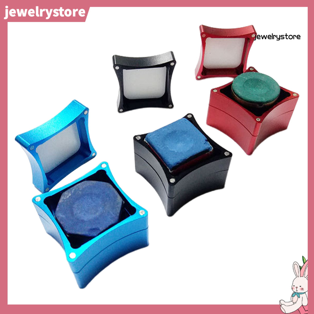 [JEW]ic Pool Cue Chalk Holder 3 ส่วนอลูมิเนียมแบบพกพา Square Snooker Chalk Box Carrier Case อุปกรณ์เ