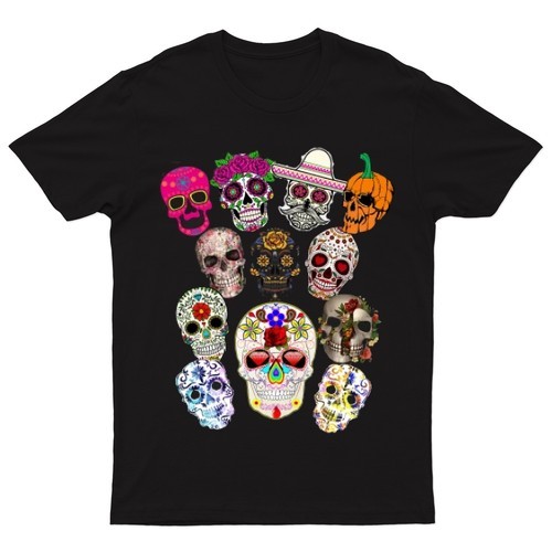 Day Of The Dead Mexican เสื้อยืด Sugar Skull Dia De Los Muertos Gothic V Dd118
