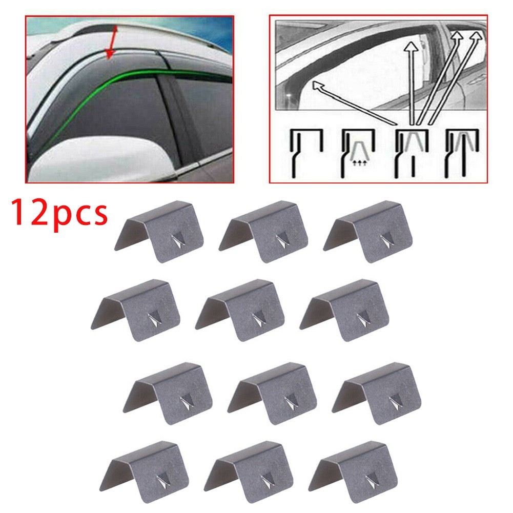 [GR] 12 ชิ้น Wind Rain Deflectors Channel คลิปโลหะใหม่สําหรับคลิป Heko SNED
