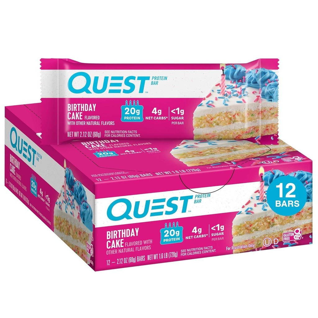 Quest Nutrition Protein Bar รสเค้กวันเกิด 60g แพ็ค 12 ชิ้น