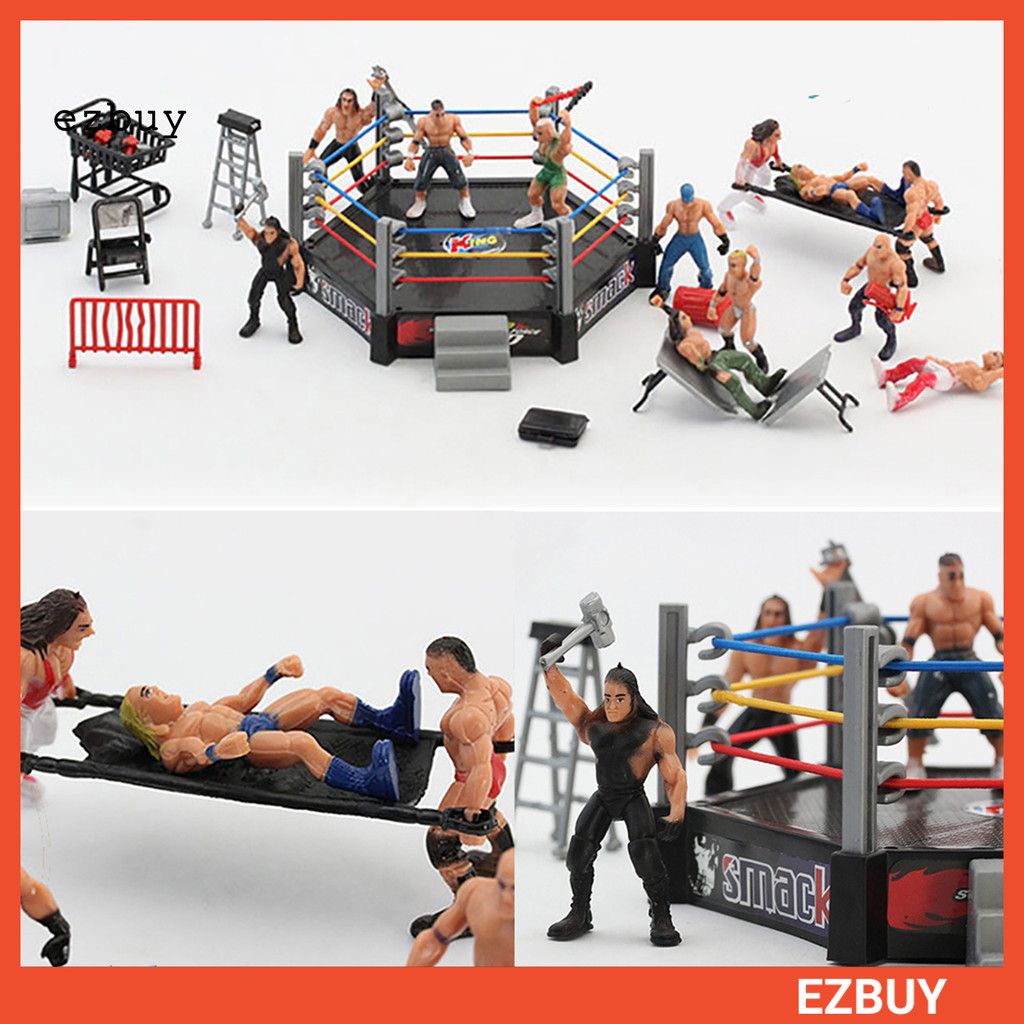 EYB}1 ชุด Wrestling Playset สมจริง DIY Mini Wrestling Action Figure Play Set สําหรับเด็ก
