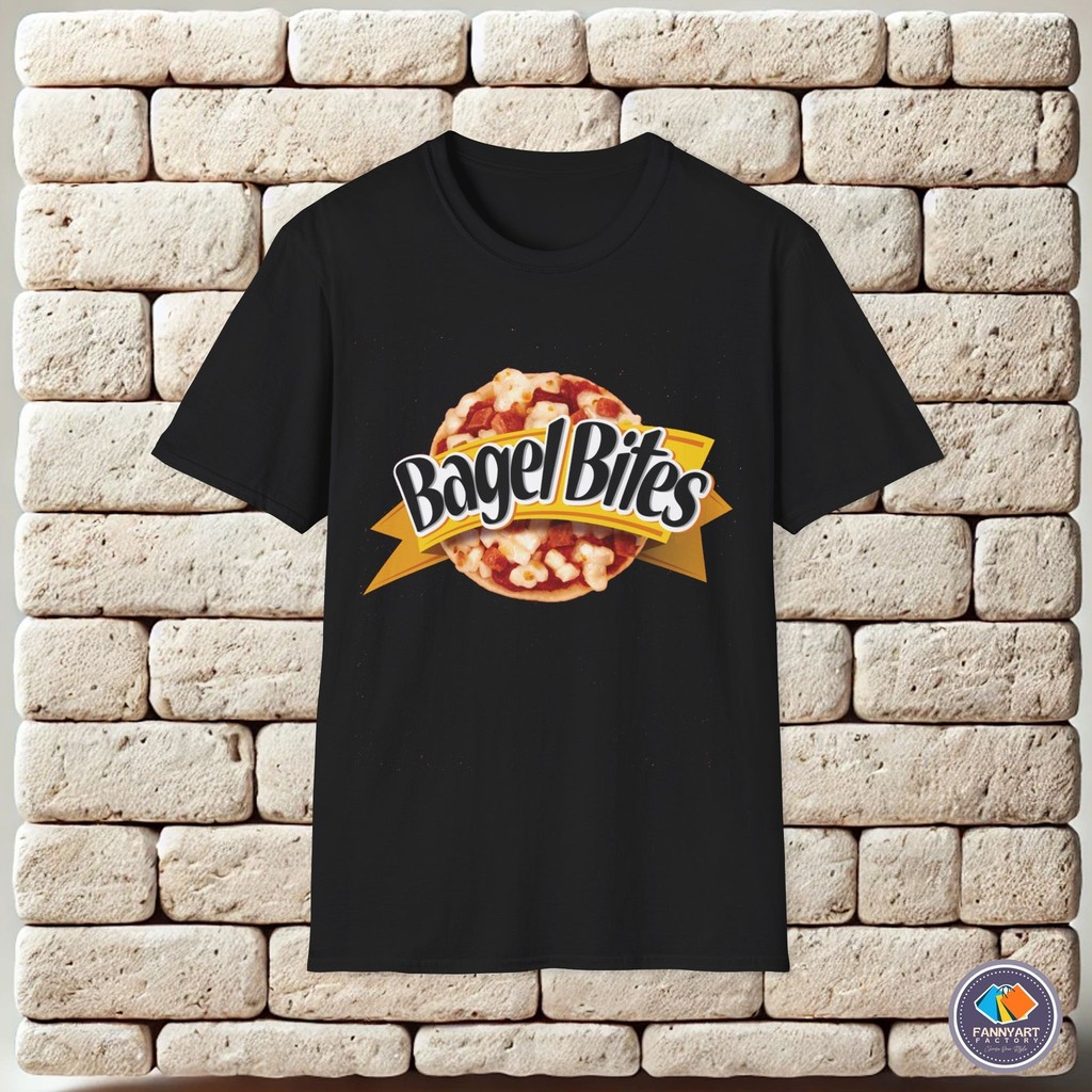 ผู้ชายสไตล์ย้อนยุค 80s 90s กราฟิก O-คอ Casual Streetwear Bagel Bites โลโก้เสื้อยืด Unisex