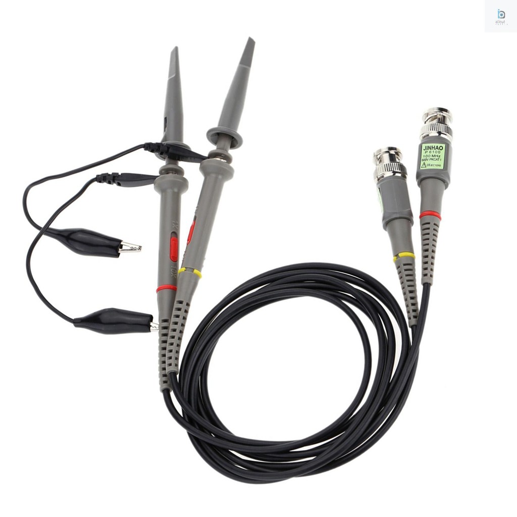 [aliout]P6100 2 ชิ้นความแม่นยําสูง Oscilloscope Probe 1X 10X 100MHz คลิปจระเข้ Test Probe