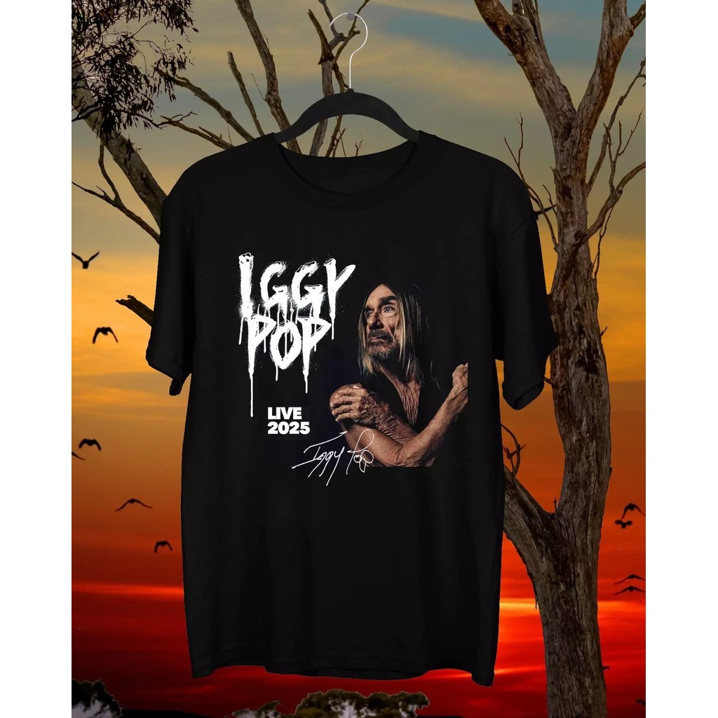 Iggy Pop Signature Black เสื้อยืด Unisex ทุกขนาด xs-3xl