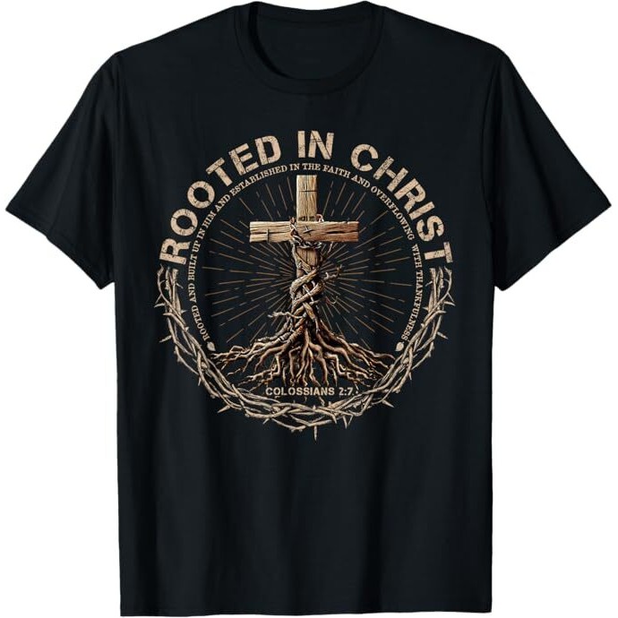 Rooted In Christ Shirt, Jesus, เสื้อยืด Christian Cross