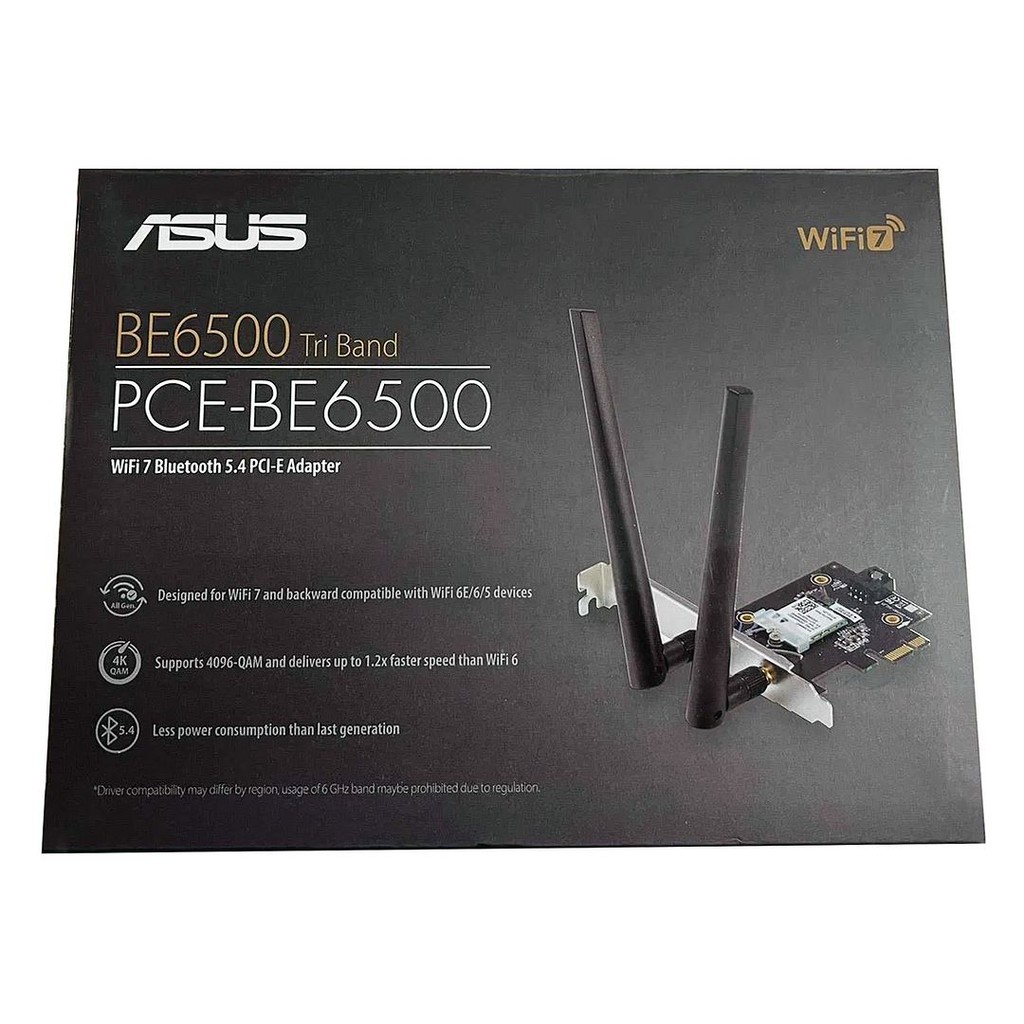 ASUS PCE-BE6500 Tri-Band BE6500 Wi-Fi 7 Bluetooth 5.4 PCIe Adapter