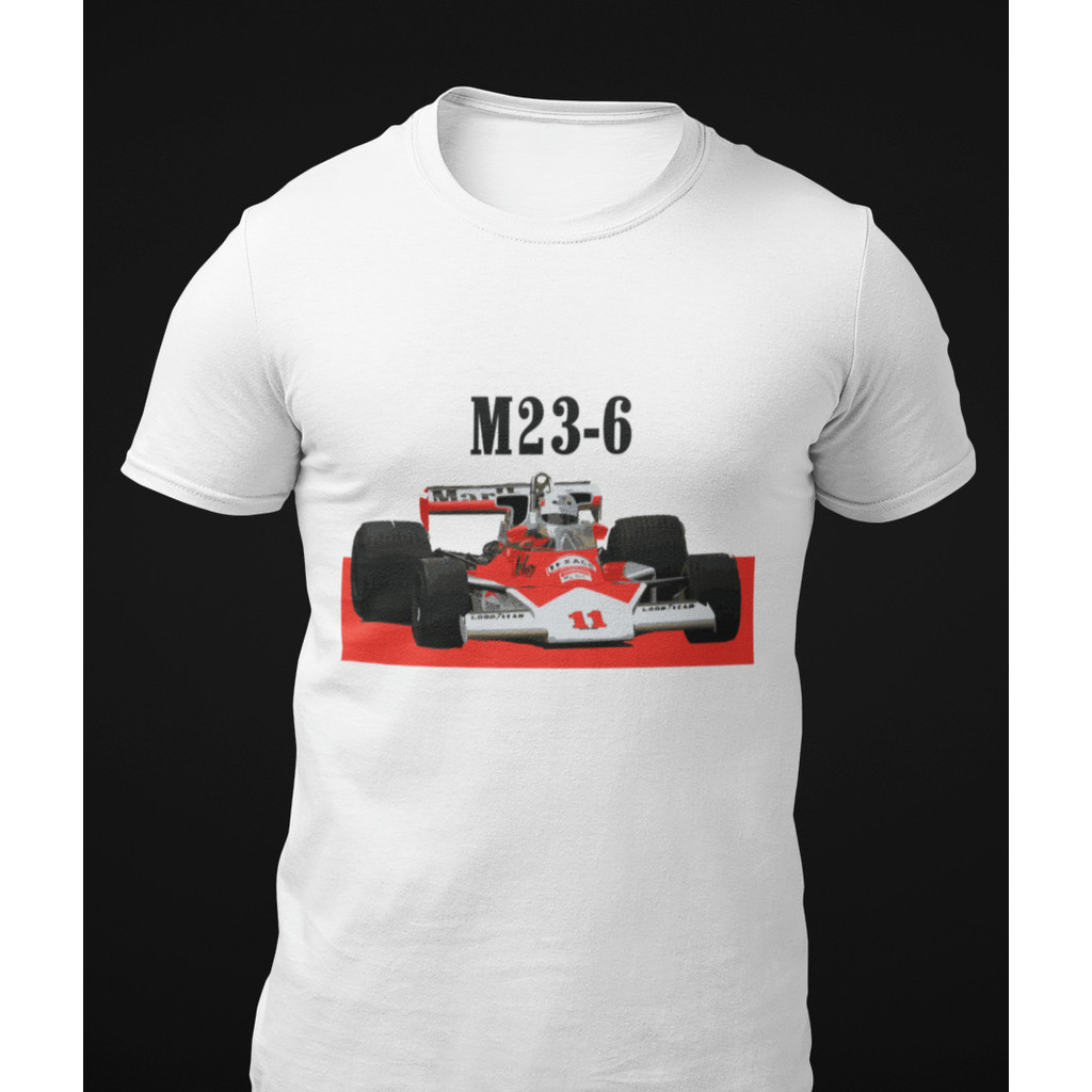 เสื้อยืดมค์ลาเรน M23-6 Retro F1 Racing Car ขายดี พร้อมเป็นของขวัญ