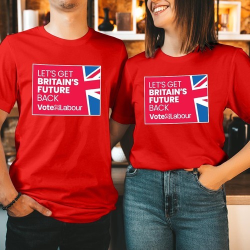 2025 เสื้อยืด Lp 8 Vote Labour Party Starmer รองรับความบริจาคในอนาคตกลับ