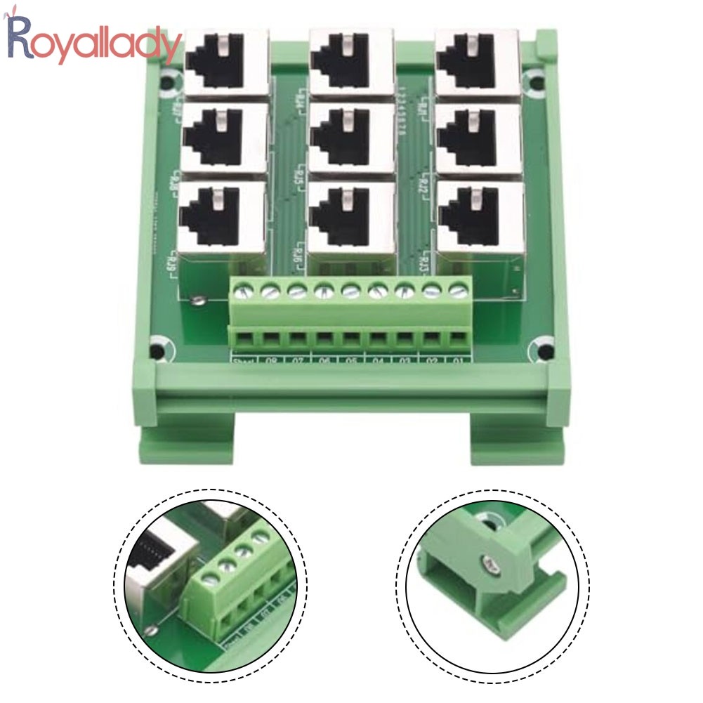 [ลดกระหน่ํา] สําหรับ RJ45-9Port-A 8p8c Ethernet Port Adapter Terminal Block สําหรับติดตั้งราง DIN