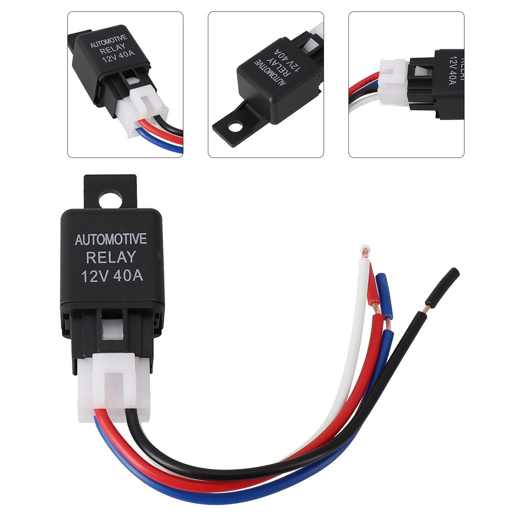 [Hot-CUST] 12V 40A รถยานยนต์ Van Boat Bike 4 Pin SPST รีเลย์พร้อมสาย❥