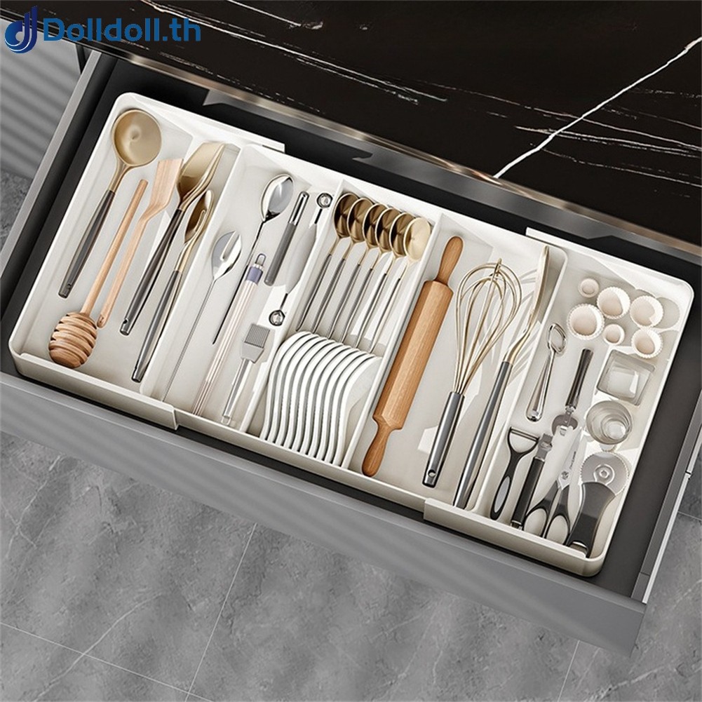 [Dolldoll] Adjustable Silverware Organizer Flatware Holder Utensils Tray Storage Divider