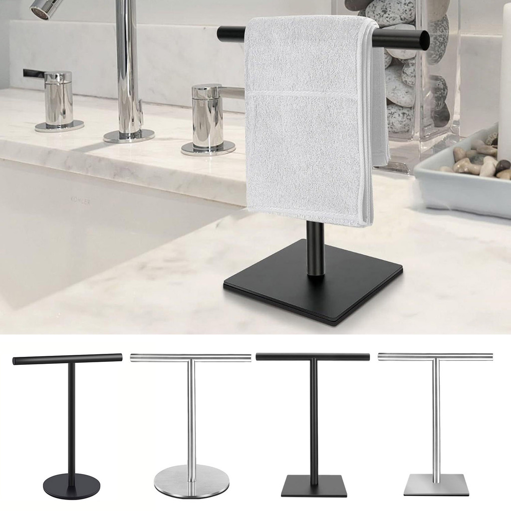 Stg_ T-Shaped Towel Rack Storage Organizer Rust-Resistant ติดตั้งง่าย Bath Hand Towel Holder Stand พ