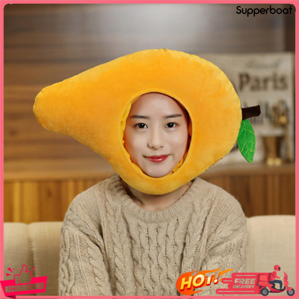 [SPB]✌Mango Headgear Soft จําลองผลไม้หมวกน่ารัก Selfie Props Dress-up Headwear การ์ตูน Plush หมวกคอส