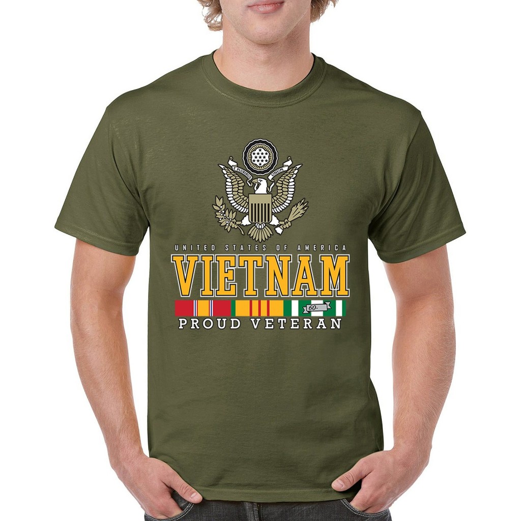 2025 สงครามเวียดนาม Proud Veteran Tshirt Army Vet Dd 214 Patriot Mens Tee