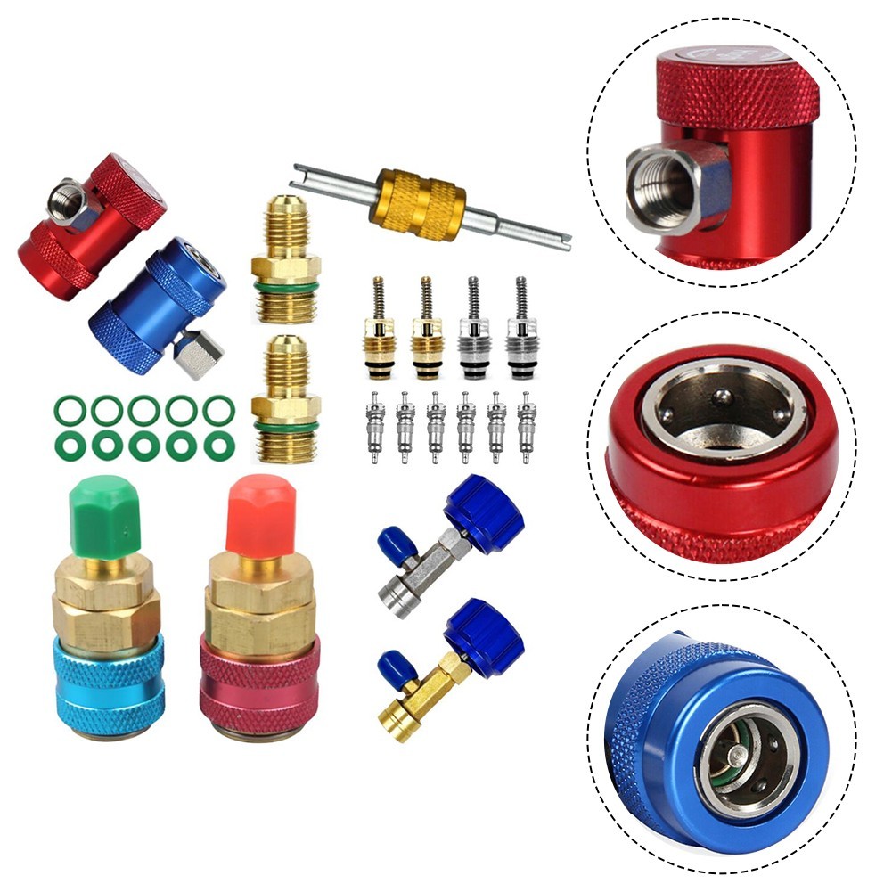 (BESTSH-PH) 29 xR1234YF Quick Couplers Kit ฝั่งสูง/ต่ําสําหรับระบบ R134a ถึง R1234yf รถ AC