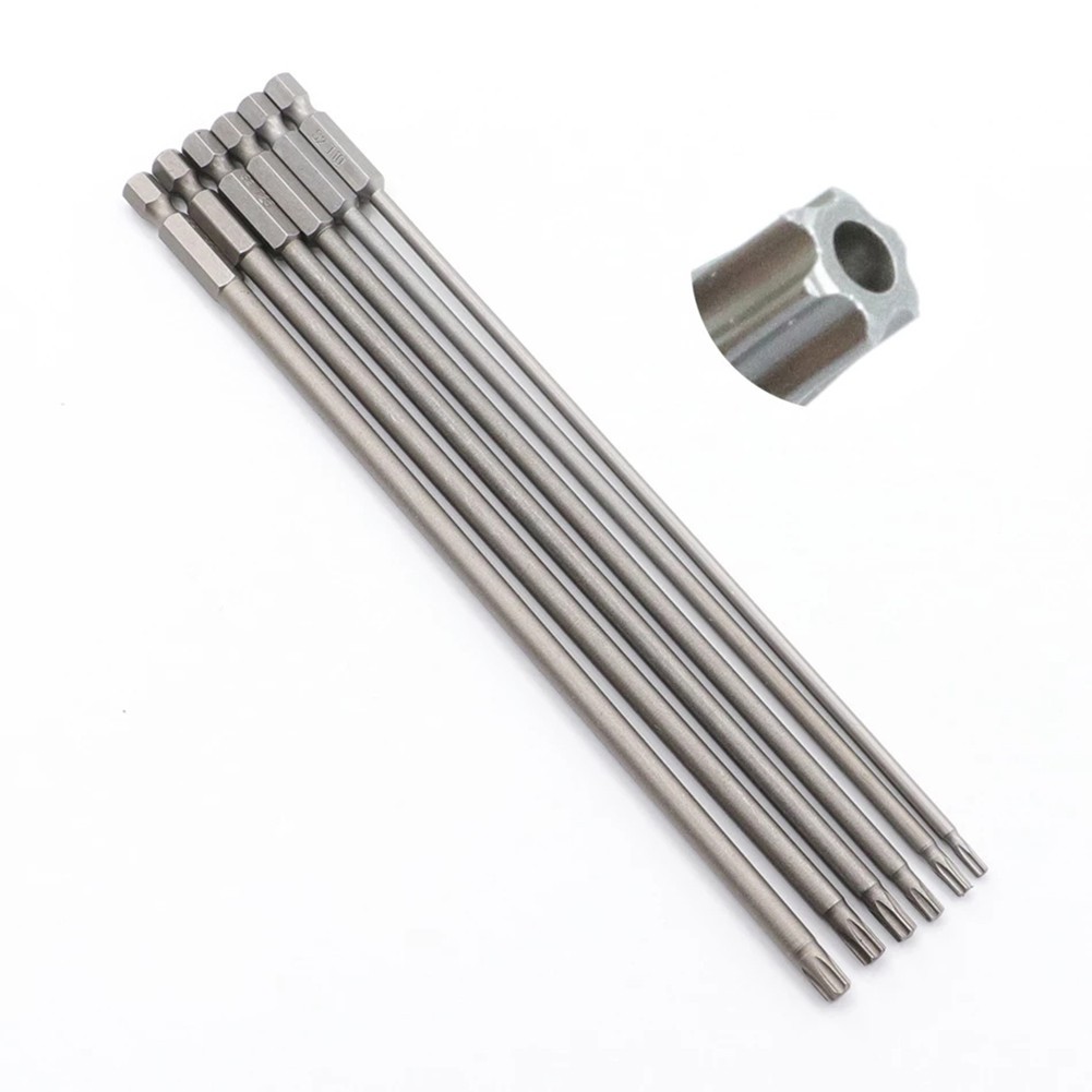 THA7.78In Hollow Torx ไขควงบิต Hex Shank T8-T40 เครื่องมือสําหรับสกรูที่แน่นอน Unscrew