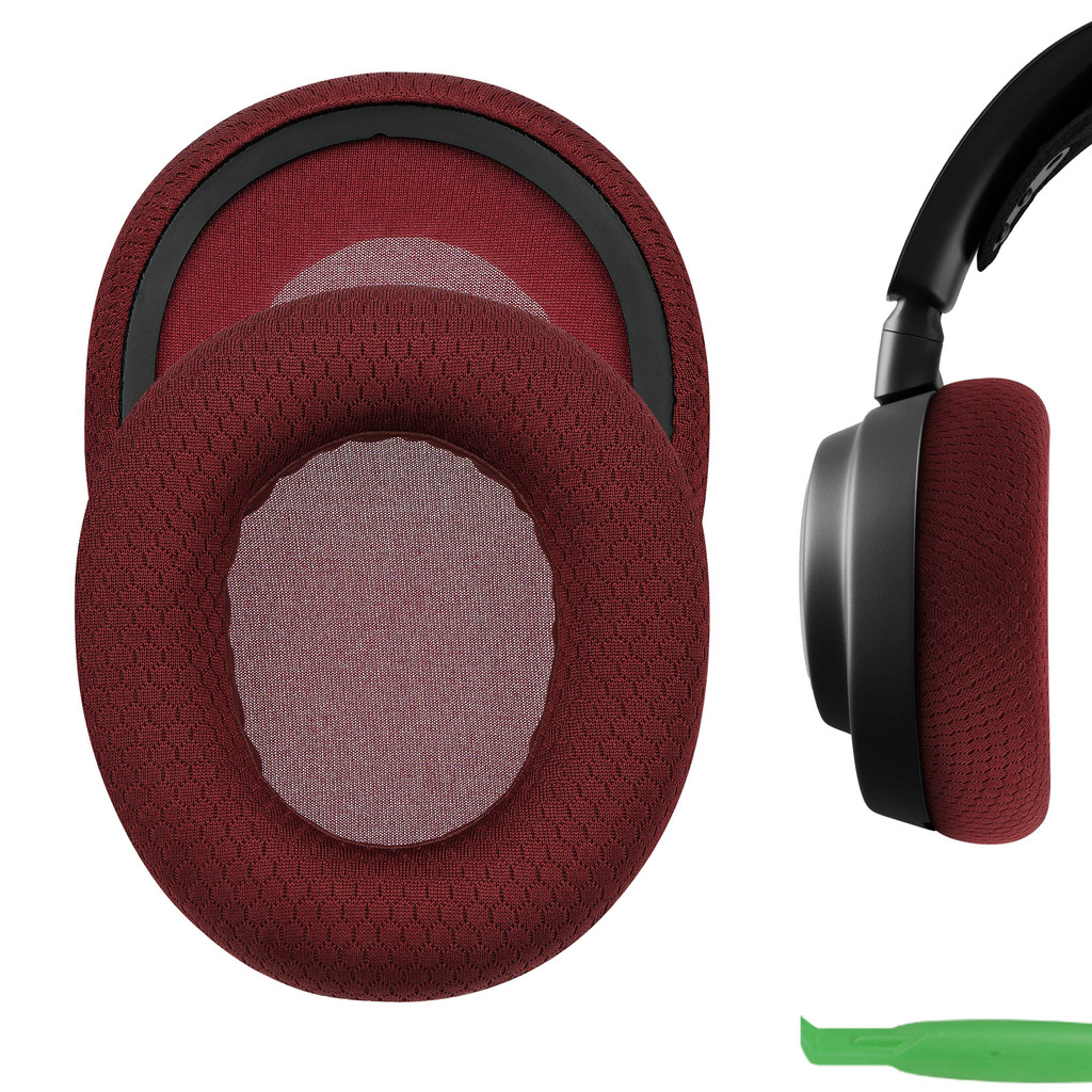 Geekria แผ่นรองหูฟังเปลี่ยนผ้าตาข่ายสําหรับ SteelSeries Arctis Nova Pro แบบมีสาย, Arctis Nova 7/5/4/3 หูฟังแผ่นรองหูฟัง (สีแดง)