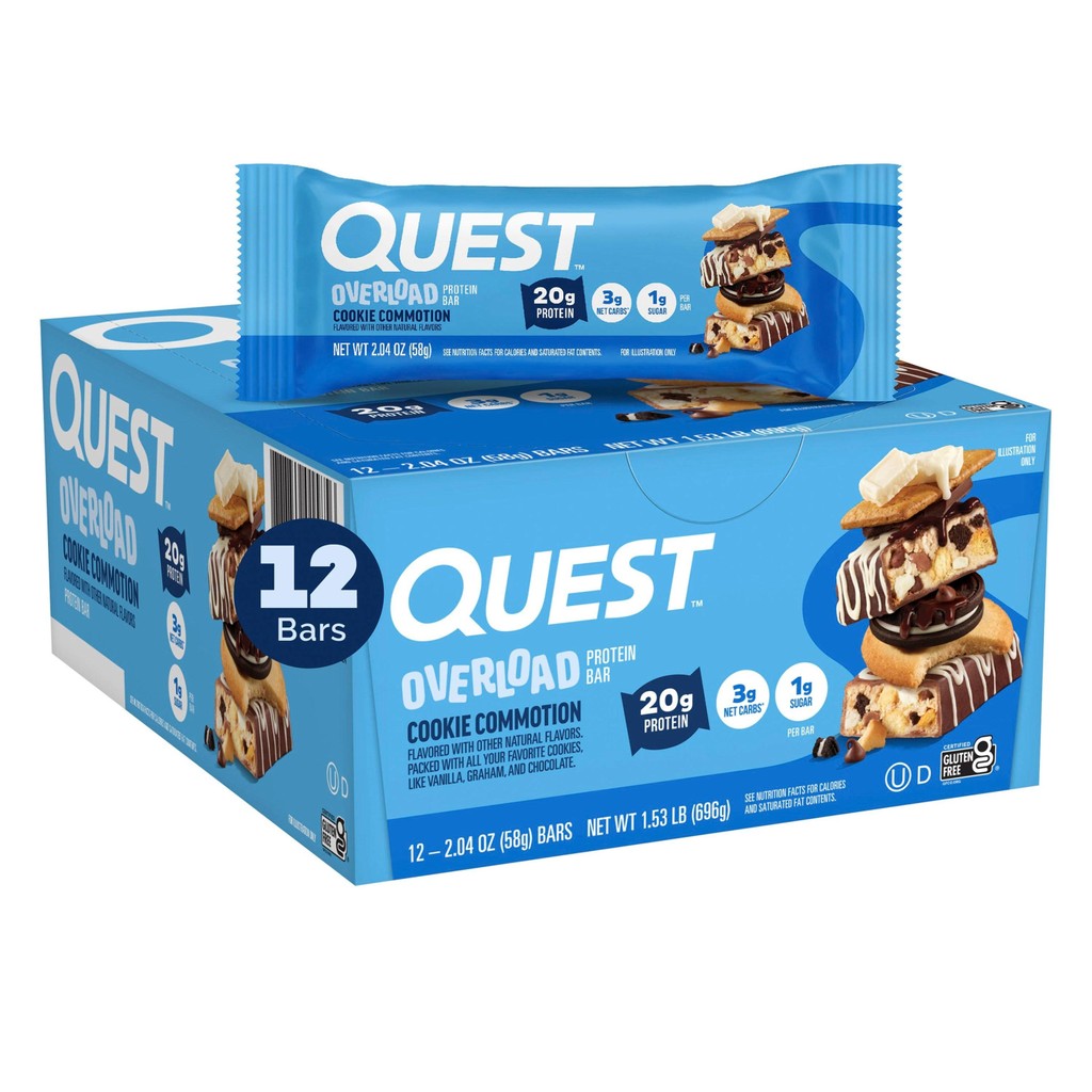 Quest Nutrition Overload Protein Bar Cookie Commotion 12 บาร์ 1 กล่อง