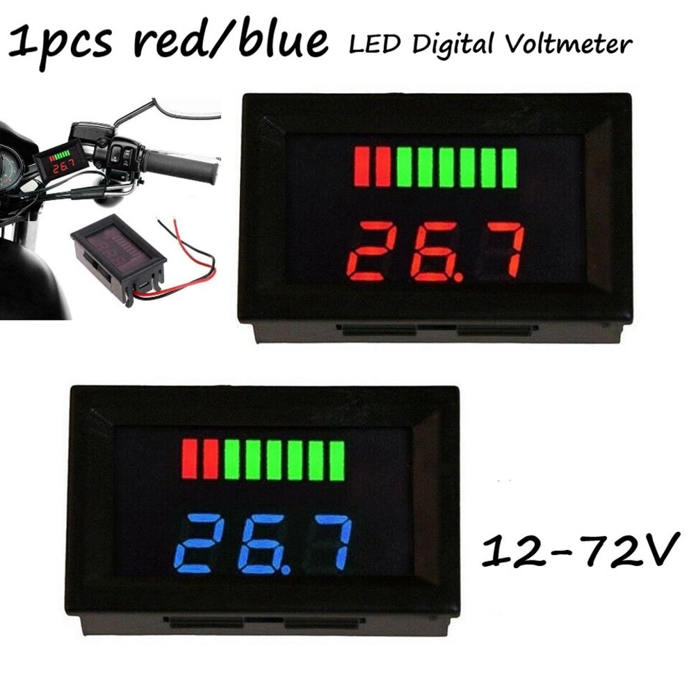 LALALED Digital Voltmeter Battery Fuel Gauge เหมาะสําหรับรถจักรยานยนต์ทางทะเล 12V-72V