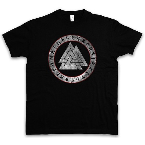 2025 Valknut Runes Tshirt Wotan Knot Odin Thor Loki Midgard Viking Rune Valhalla