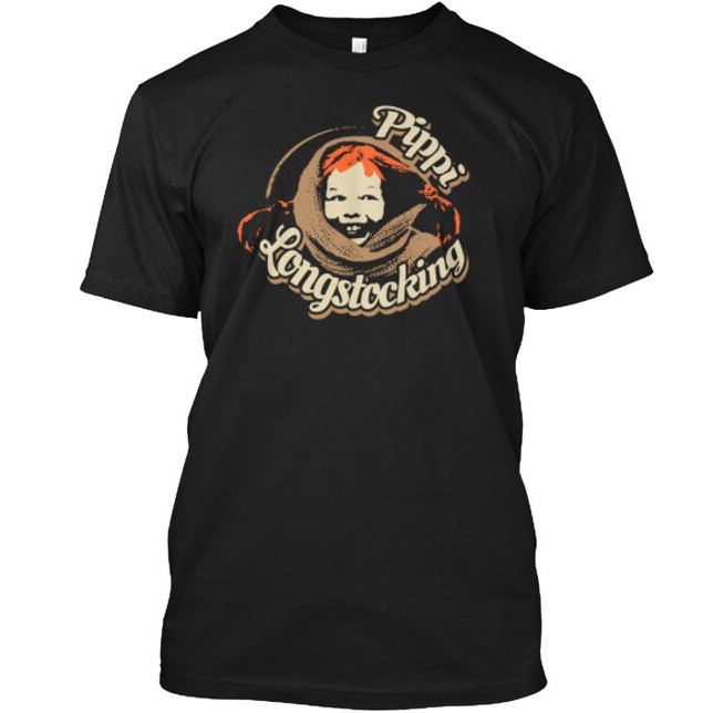 เสื้อยืดแขนสั้นสไตล์ยุค 90 O-neck แบบลำลอง พร้อมลายตามแนว Pippi Longstocking