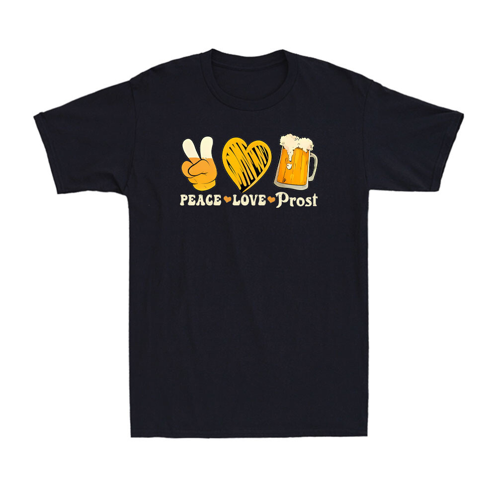 เครื่องแต่งกาย Oktoberfest Peace Love Prost Oktoberfest เสื้อยืดผู้ชายวินเทจ
