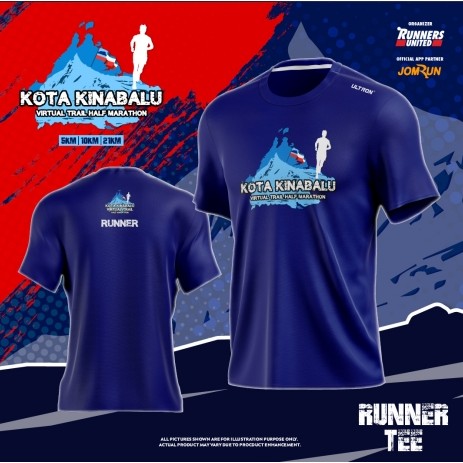Kota Kinabalu Virtual Trail Half Marathon Tshirt / Baju Microfiber Jersi / Jersey Sublimation / Tshi