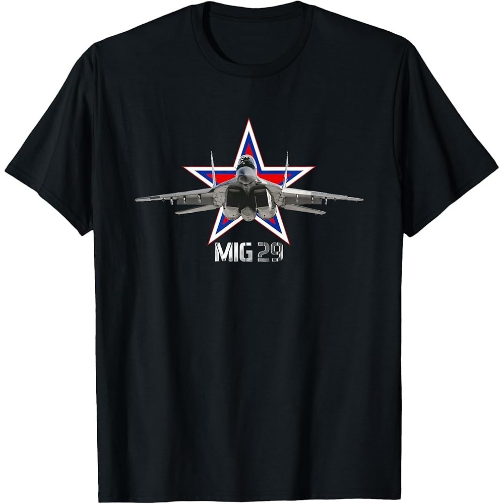 เสื้อยืดผู้ชายนักสู้โซเวียต Mig-29