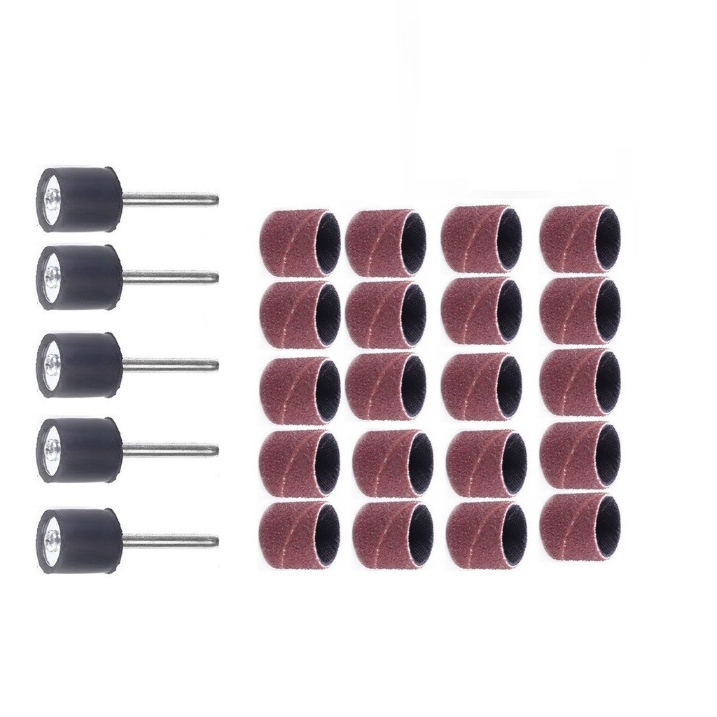 [SWHOME] 25 ชิ้นขัดกลองสําหรับแหวนพร้อมก้านขัดหัวเจียรโรตารี่ 40-320 # 1/2 นิ้ว [AUG]