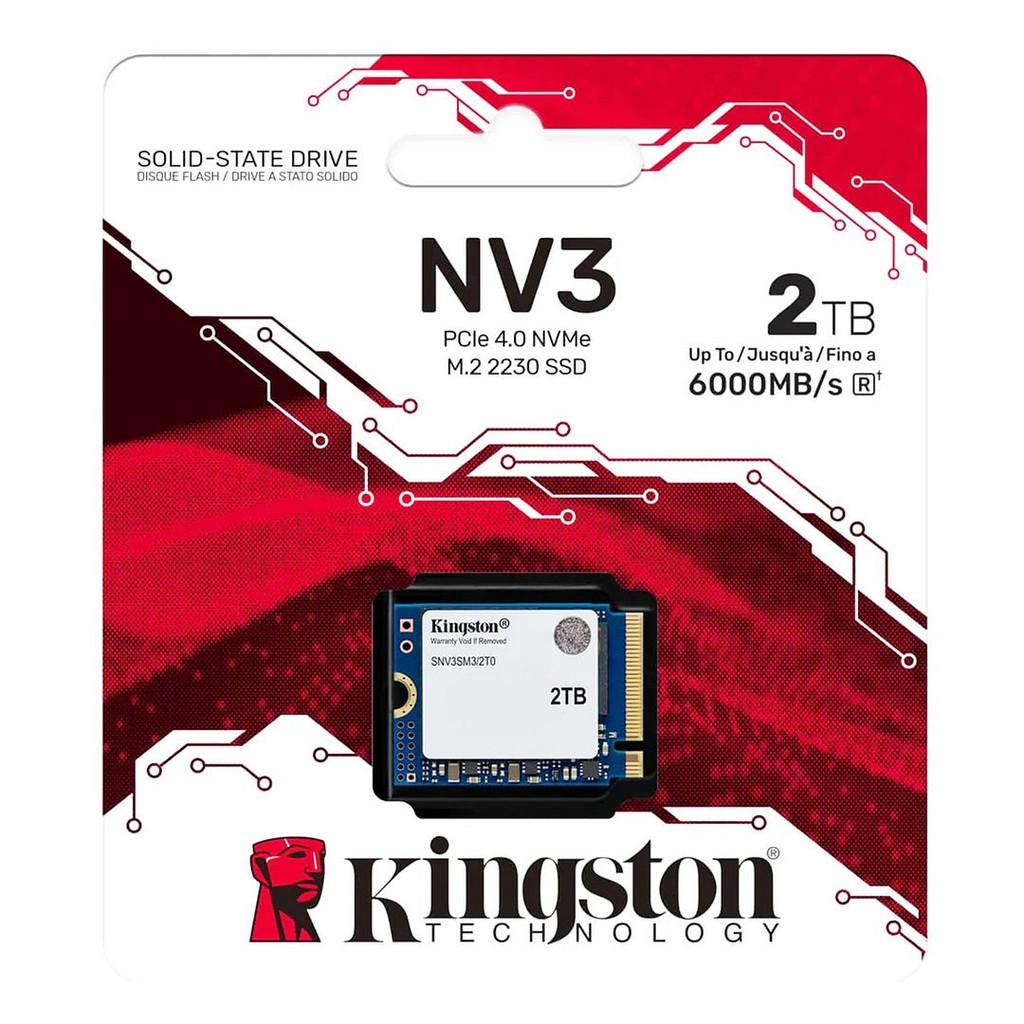 Kingston NV3 2TB PCIe 4.0 NVMe M.2 2230 SSD (SNV3SM3/2T0) - R:6000MB/s, W:5000MB/s