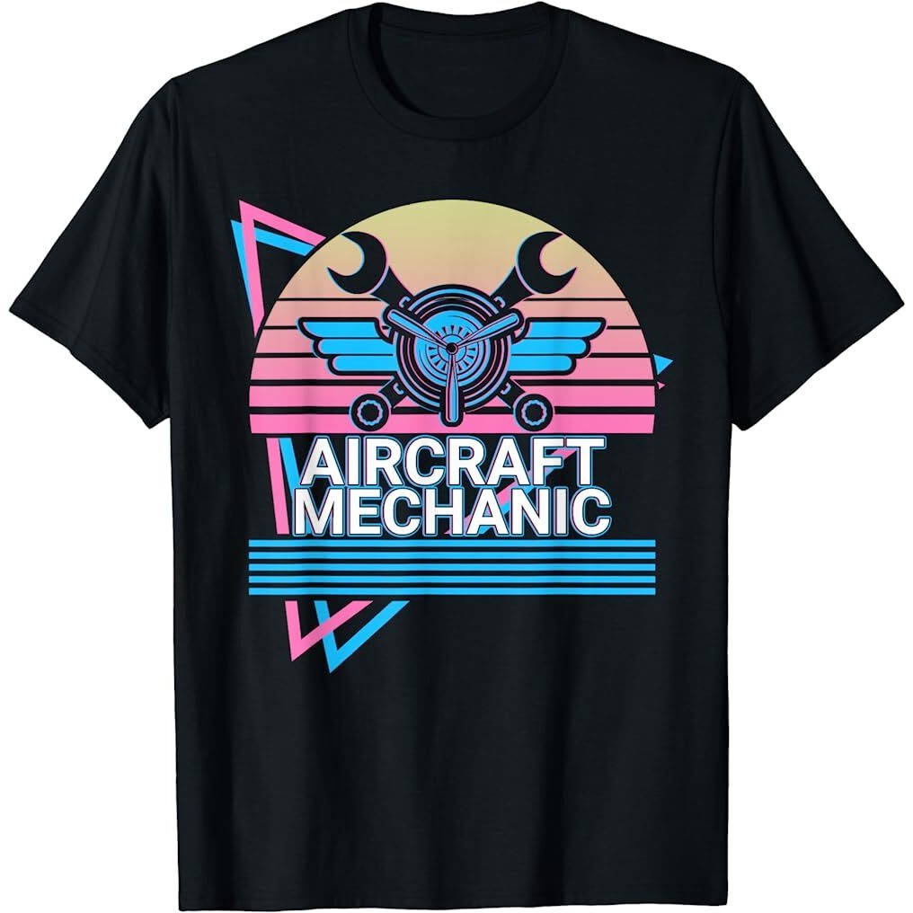 2025 Best To Buy Aircraft Mechanic Aviation Retro Mechanic Tshirt