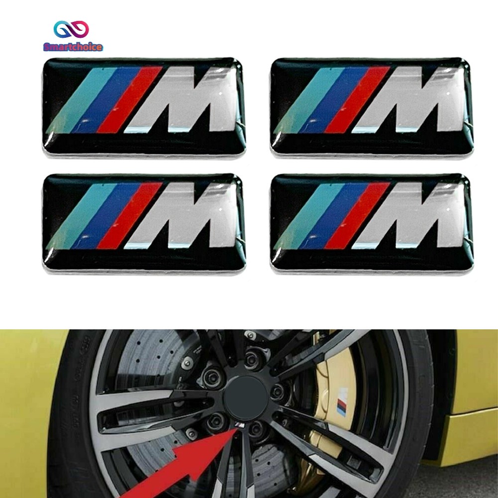 5 ชิ้นสําหรับ BMW M Tec Sport Badge สติกเกอร์ล้อโลหะผสมกีฬา 17 มม. x 9 มม.