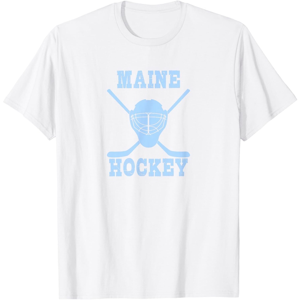 เสื้อยืดลําลองสําหรับบุรุษแฟชั่น Maine Hockey Cool