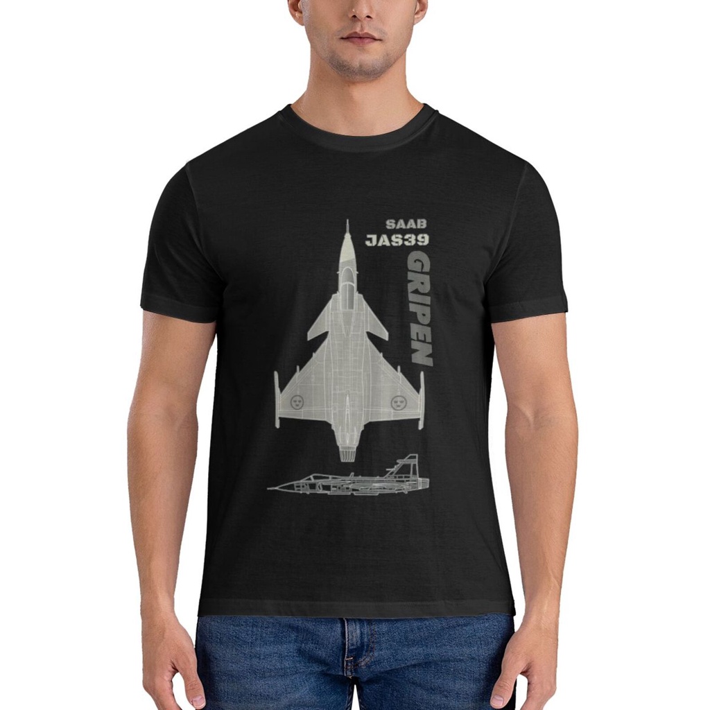 Flyingraphics Aviation Themed Saab Jas 39 Gripen เสื้อยืดแฟชั่นผู้ชายผ้าฝ้าย 100% พร้อมพิมพ์แบบกําหน