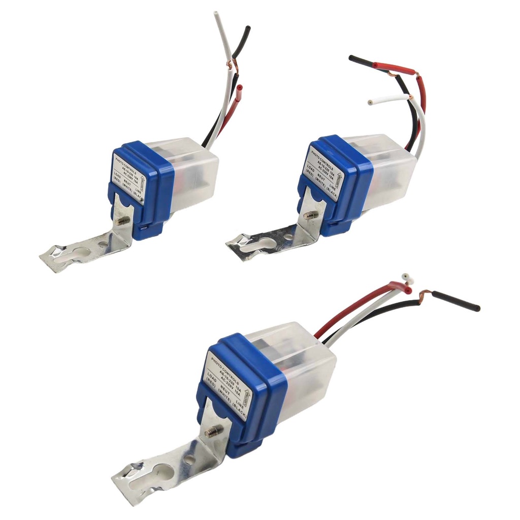 [สต็อก] 3 ชิ้น AC 220V 10A สวิตช์ไฟตาแมวอัตโนมัติสวิตช์ภาพเซ็นเซอร์แสง