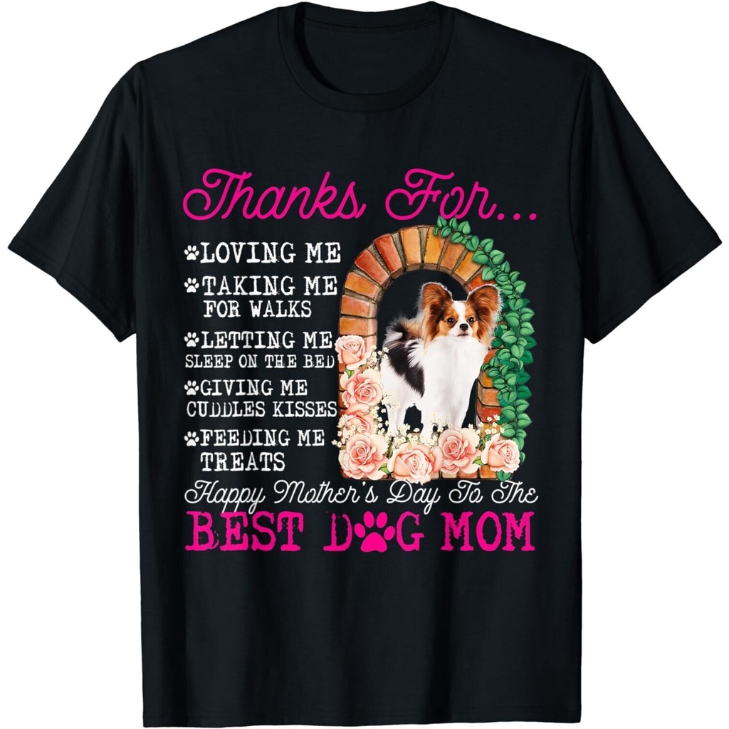 Funny Happy Mothers Day Best Dog Mom Cute Papillon Dog Gift เสื้อยืด Unisex