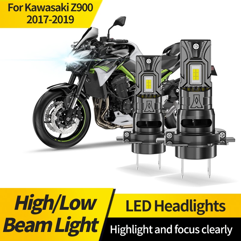 2pcs H7 Super Bright สีขาว CSP รถจักรยานยนต์ LED หลอดไฟไฟหน้าสําหรับ Kawasaki Z900 2017-2019
