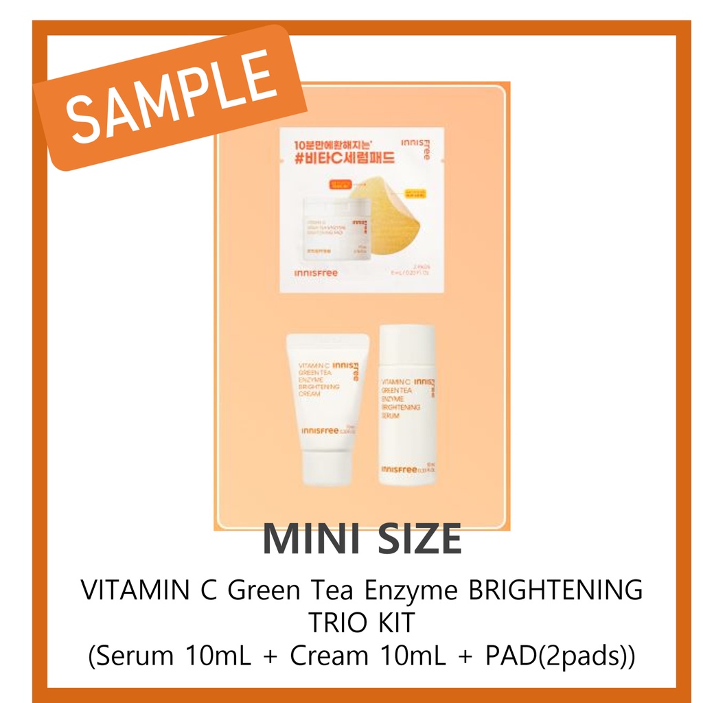 [SAMPLE] innisfree VITAMIN C Green Tea Enzyme BRIGHTENING TRIO KIT(เซรั่ม 10mL + ครีม 10mL + PAD(2pads)) / [SAMPLE] innisfree VITAMIN C Green Tea Enzyme BRIGHTENING TRIO KIT(Serum 10mL + Cream 10mL + PAD(2pads)) #68