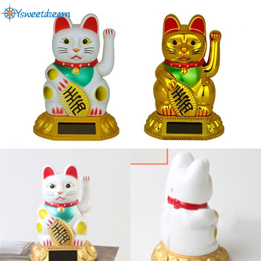Lucky Cat Gold Waving Solar Powered Chinese Fortune Gold Maneki Neko[ SWTDRM-TH ]