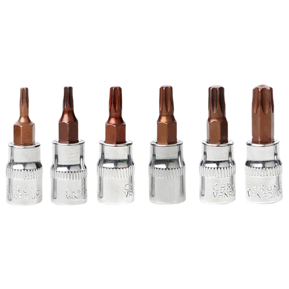 6 ชิ้นสําหรับ Torx หัวไขควงบิตสําหรับ Torx Bit ซ็อกเก็ต /4 นิ้วประแจสําหรับ T10-T40