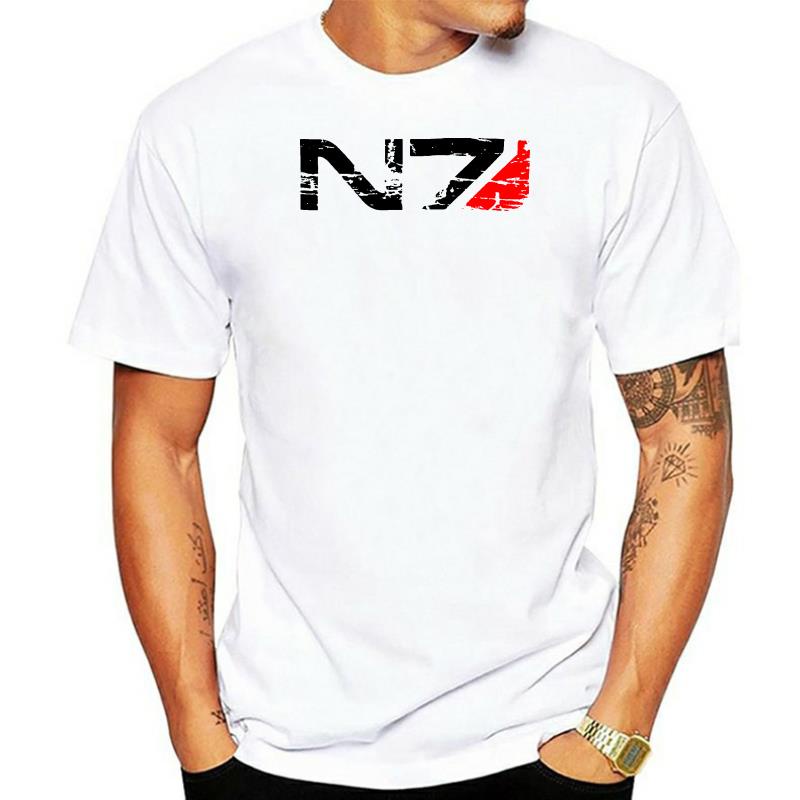 เสื้อยืด Mass Effect N7 ขนาด Distro คุณภาพเยี่ยมสำหรับMen แบบหลวมจากAjax1 ทำจากผ้าฝ้าย