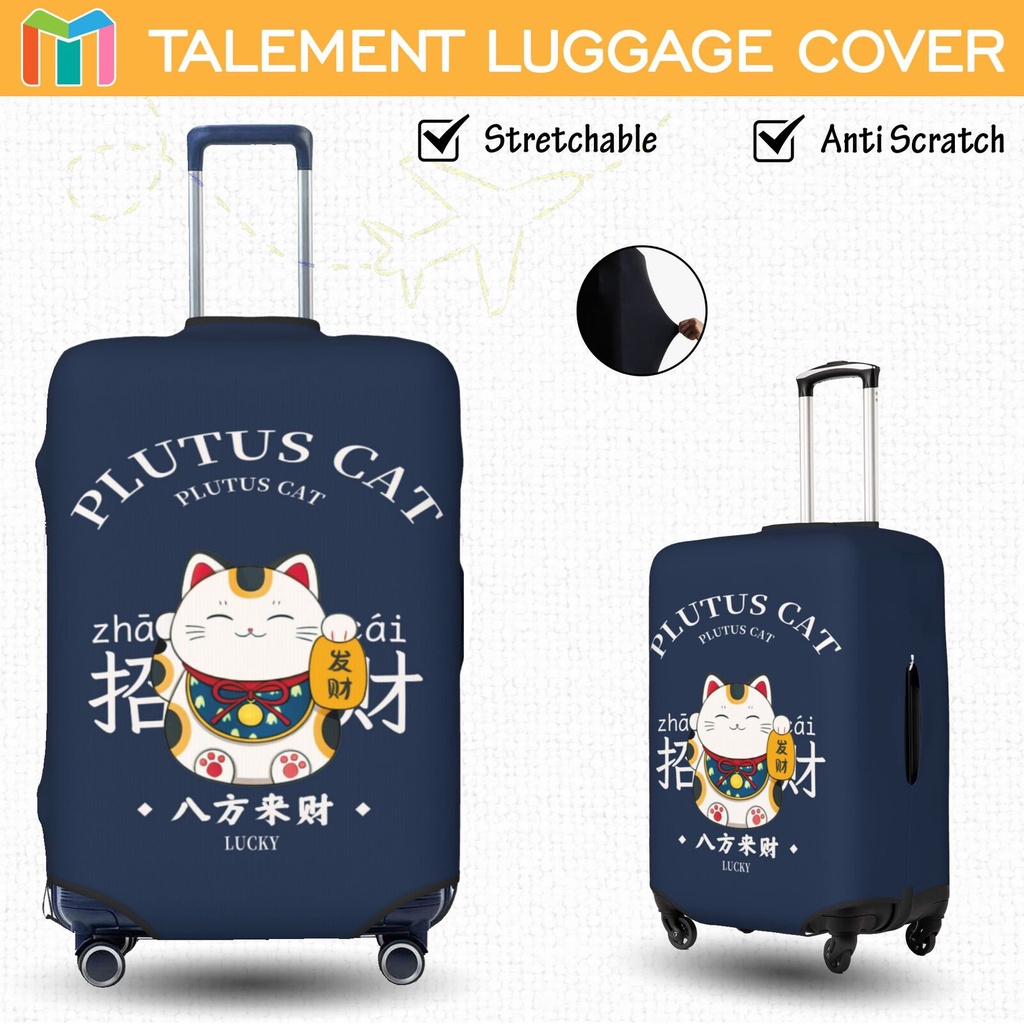 Lucky Cat ผ้าคลุมกระเป๋าเดินทาง ผ้าสแปนเด็กซ์ แบบยืดหยุ่น ยืดหยุ่น Luggage Cover 18 20 22 24 26 28 3