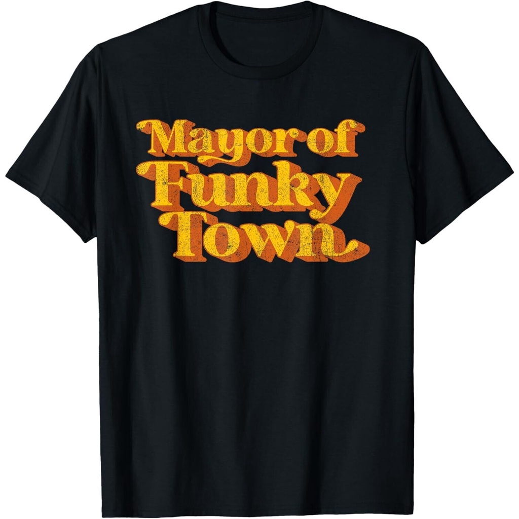 Retro Mayor Of Funky Town ตลก Vintage 70S Disco Party เสื้อยืด Unisex